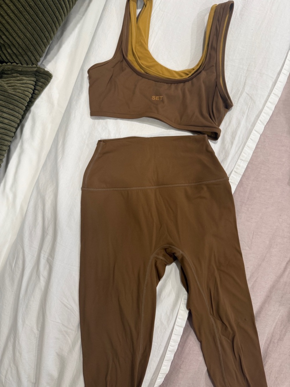SET Active Brown Scoop Sports Bra and High-Waist Leggings